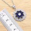 Color Jewelry Sets Women Dark Blue Stones Necklace Pendant Bracelets Earrings Rings Birthday Gift