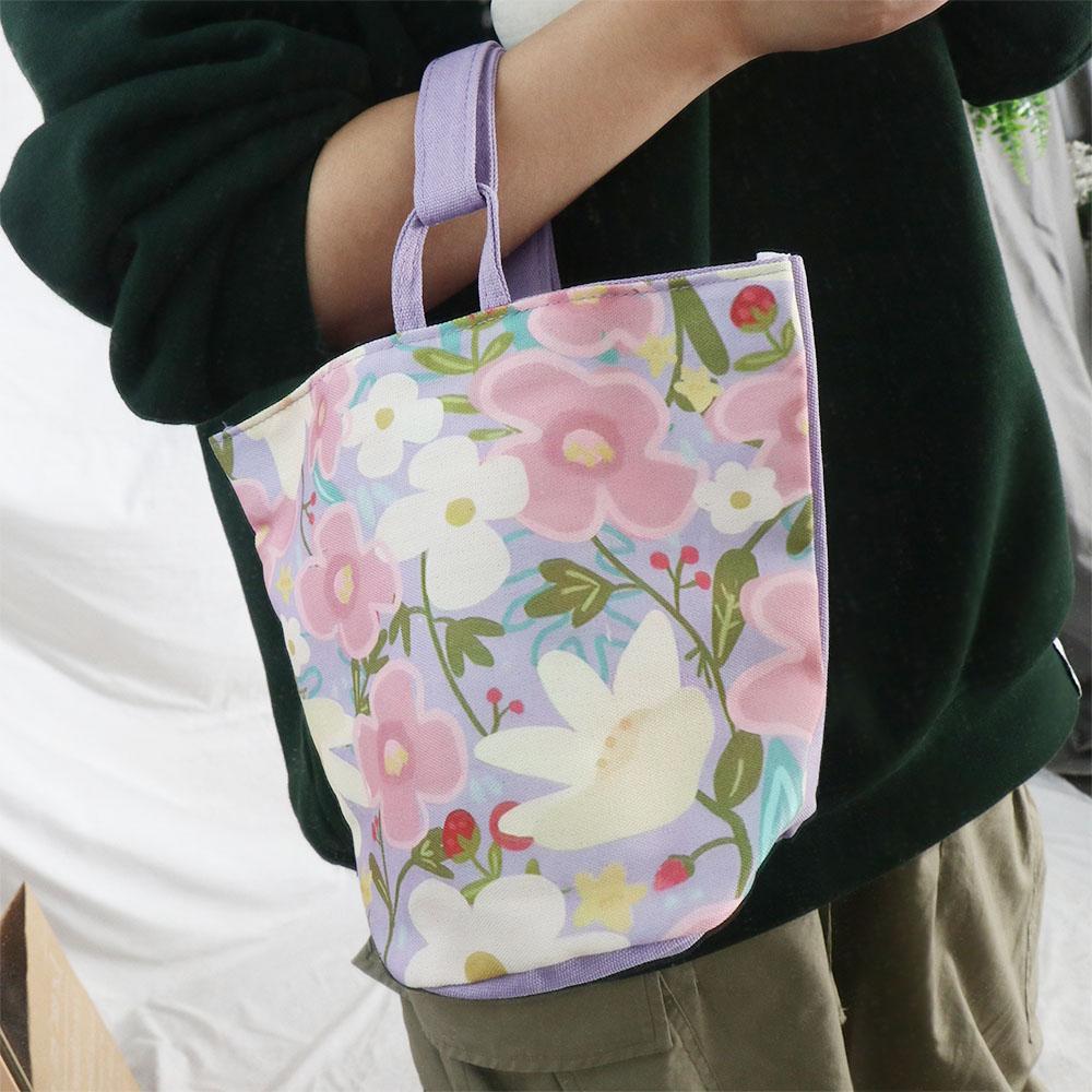 Korean Style Fresh Flower Bucket Bag Lunch Bag Mummy Bag Portable Canvas Handbag  Outdoor