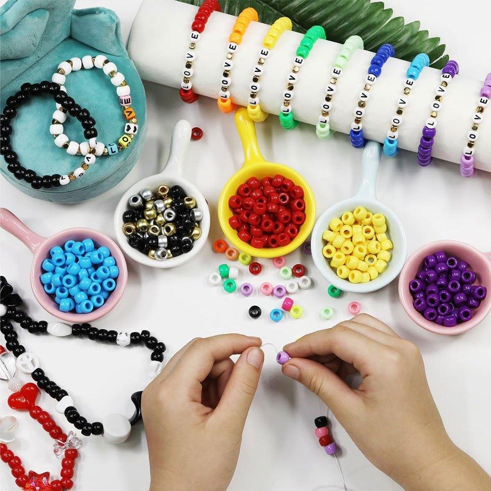 50/140PCS 6x9mm Loose Small Horse Beads, Small Horse Beads for Bracelet Making Kit, Hair Beads for Braids, Jewelry Making Craft Beads