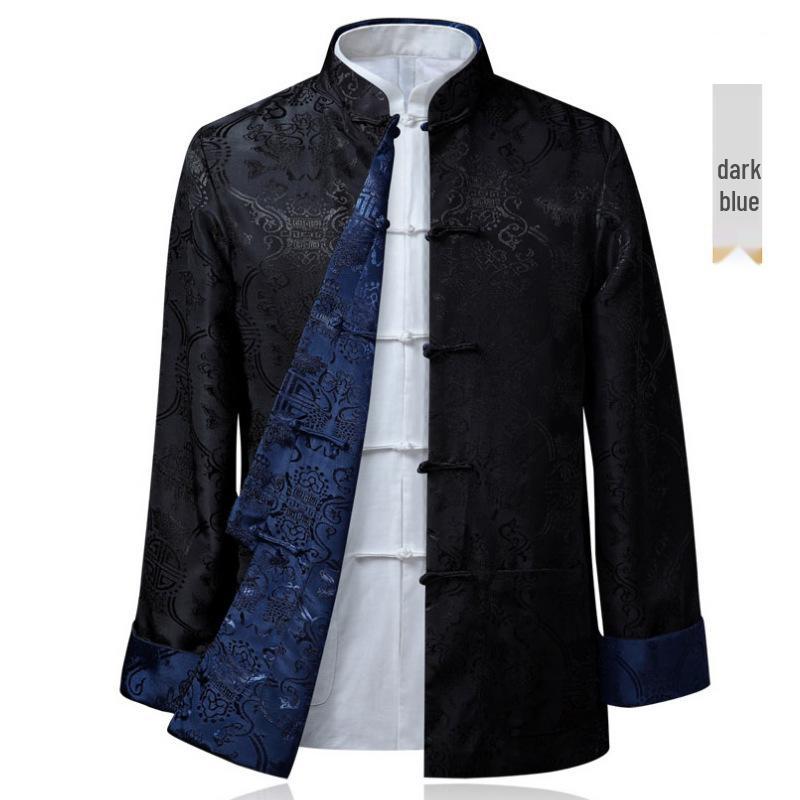 Pánská hedvábná čínská retro oboustranná bunda Tang suit