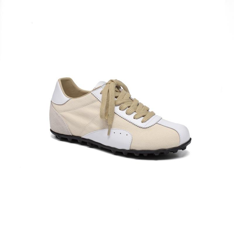 Cowhide Version~ Retro Leather German Training Shoes Women's New Color Matching Soft-soled Versatile Casual Sports Shoes Flat-soled Forrest Gump Shoes