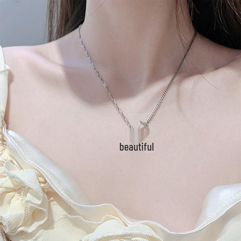 S925 Silver Retro Circle Necklace – Women's Elegant Clavicle Chain, Light Luxury Trendy Sweater Accessory