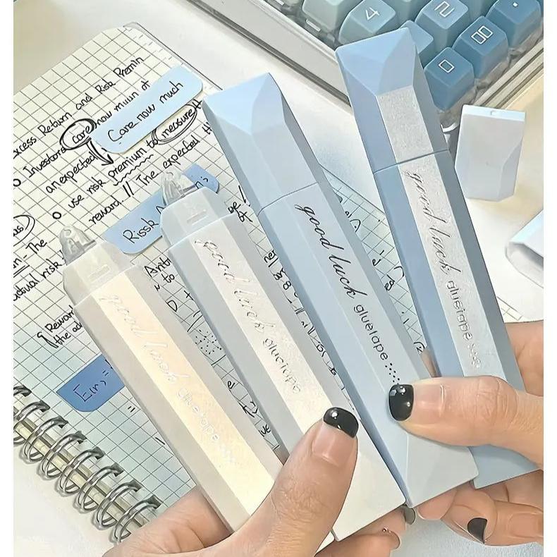 4pcs/set Simplicity Gradient Color Glue Tape for Kids DIY Decor Paste Scrapbook Journal Paper Tape Transparent Double Sided Tape