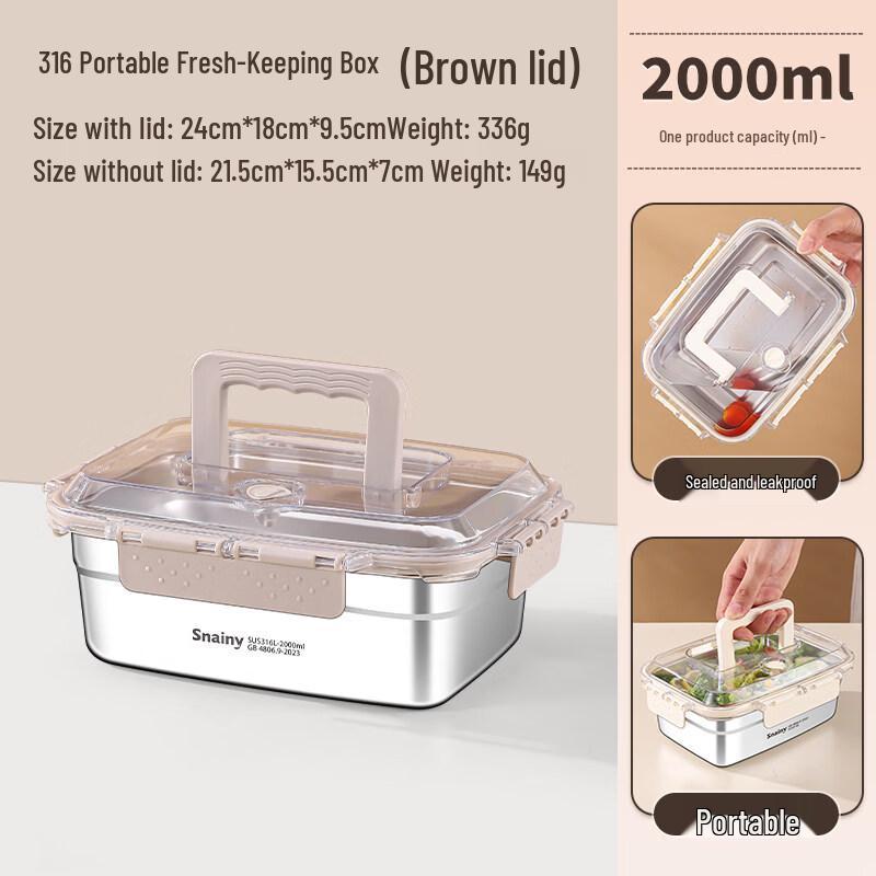 Portable 316L Stainless Steel Bento Lunch Box