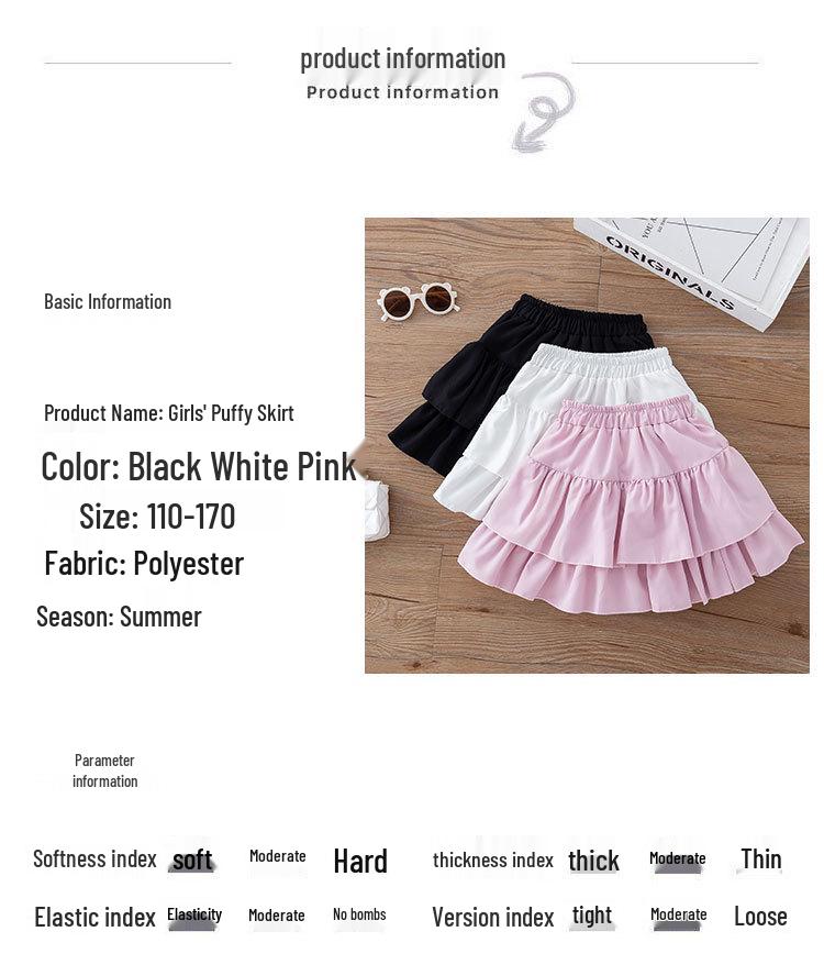 Girls' College Style Pleated Skirt - Anti-Exposure, Puffy Design for All Seasons