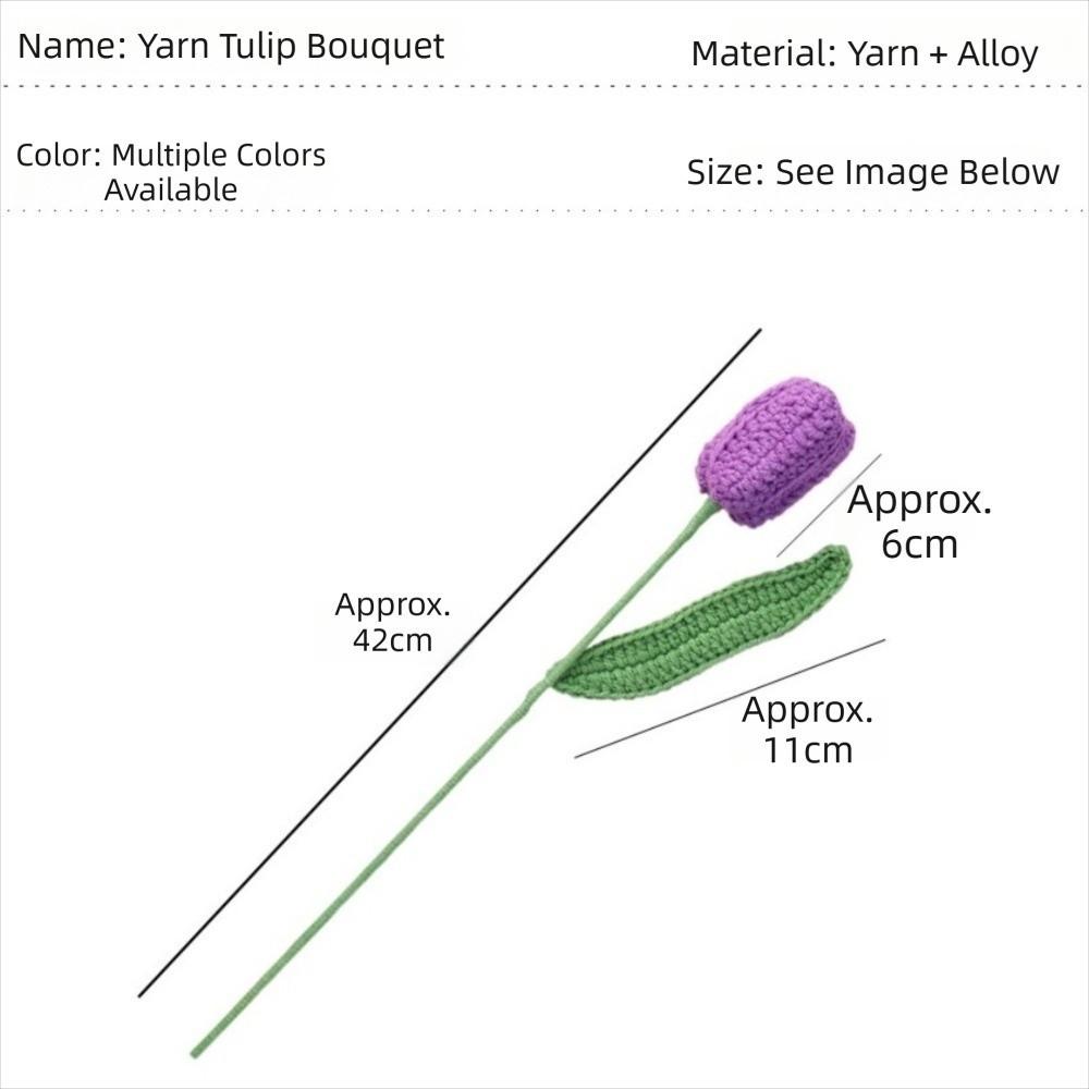 Ručně pletený háčkovaný kytice Kreativní hotová ručně vyrobená rostlina Pletené tulipány Květina Domácí dekorace