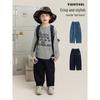 Yoyoo Boys' Cartoon Cat Denim Carrot Pants