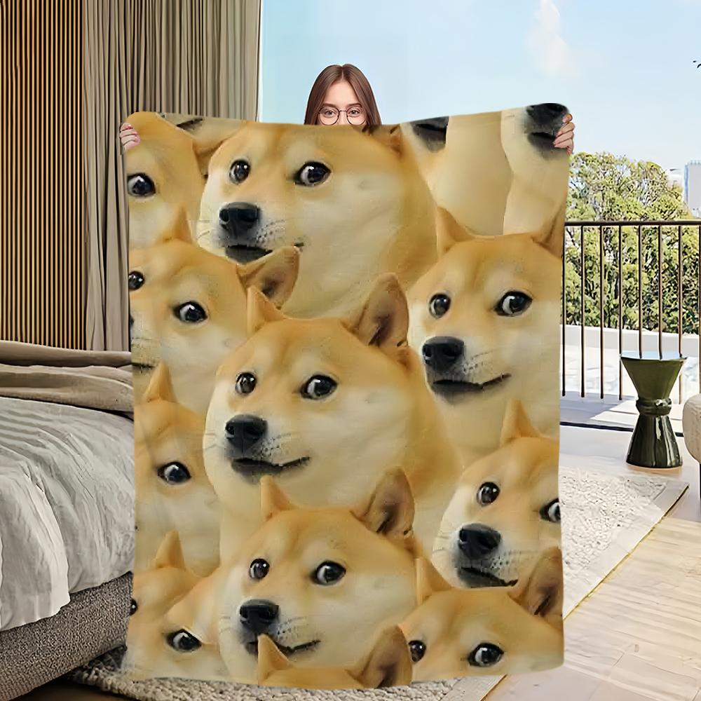 Manta Cheems Doge divertida de franela, cálida y cómoda, manta de felpa suave para sofá,oficina, dormitorio, regalo de viaje