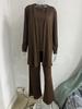 European-American Casual Autumn/Winter Solid Color Three-Piece Set: Long Pants, Long-Sleeved Cardigan, and Vest for Women