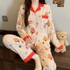 Elegant And Simple Natural Style Pajamas Women'S Autumn Flowers Long-Sleeved Fashion Loungewear Cloud Cotton Suit