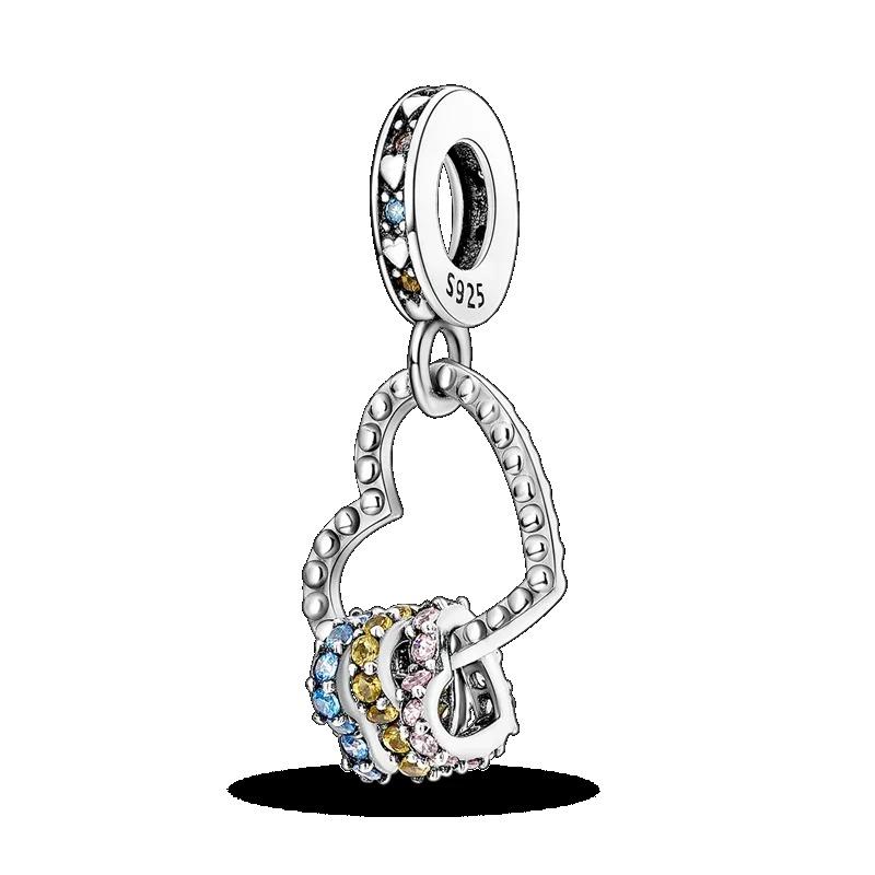 925 Silver Heart Mum Dangle Dream Catcher Charm DIY Jewelry For Women Original Bracelet Beads