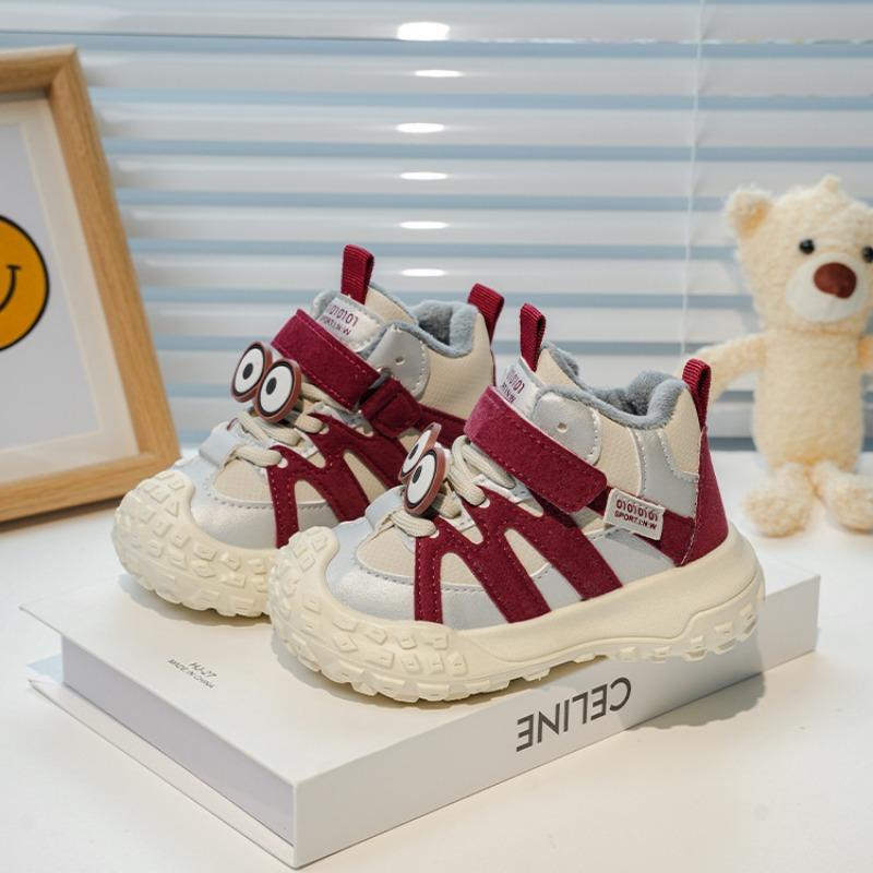 Kids Winter Fleece Lined Non Slip Soft Sole Toddler First Walking Sports Sneakers
