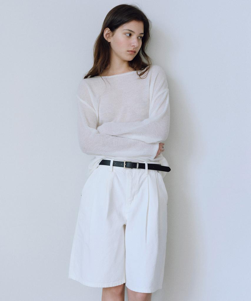 Yulago Two-Tuck Bermuda Denim Pants