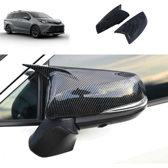 

Side View Mirror Cover Compatible With Toyota Sienna 2021-2025 Rearview Mirrors Trim Exterior Car Accessories ABS 2PCS(Glossy Black Style) Carbon Fiber Style