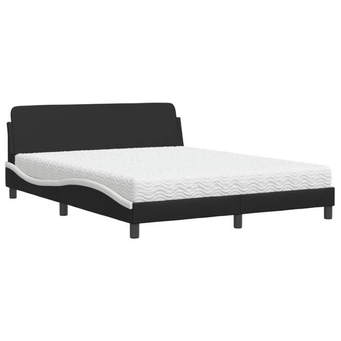 VidaXL Lit avec matelas noir et blanc 160x200 cm similicuir 3208442