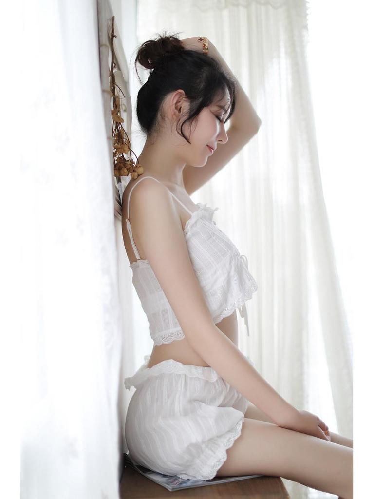 Night Listen Fragrance Lingerie: Sexy Backless Suspender Set with Split Pajamas & Sleep Pants for Women