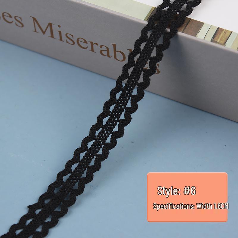 Black Pure Cotton Lace Trim for Clothing and Curtains