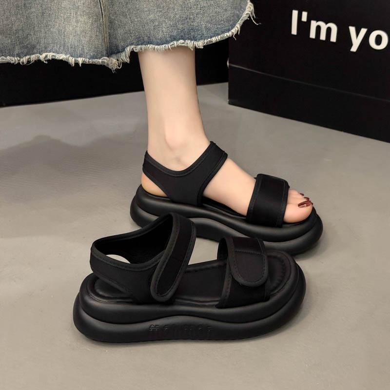Summer Sandals Casual Flat Bottom Soft Bottom Sticker Beach Shoes Outer Wear Women's Magic New Bottom Sports Thick