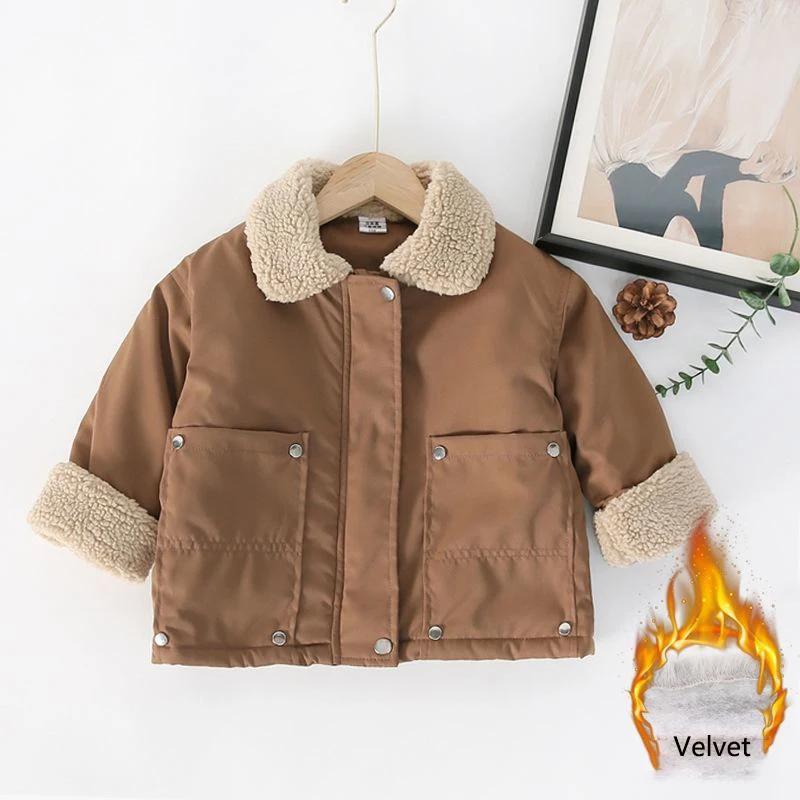 Jungen Verdickte Baumwolle Gefütterte Jacke Winter Neue Kinder Lamm Wolle Warme Mantel Koreanische Kinder Mädchen Schneeanzug Kleidung