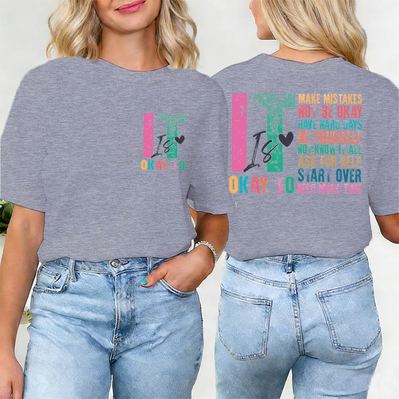 

Its Okay To Make Some Mistakes Tshirt for Women Unisextal Health Shirt Motivational Y2k Tops Short Sleeve Casual Female Clothing 4XL