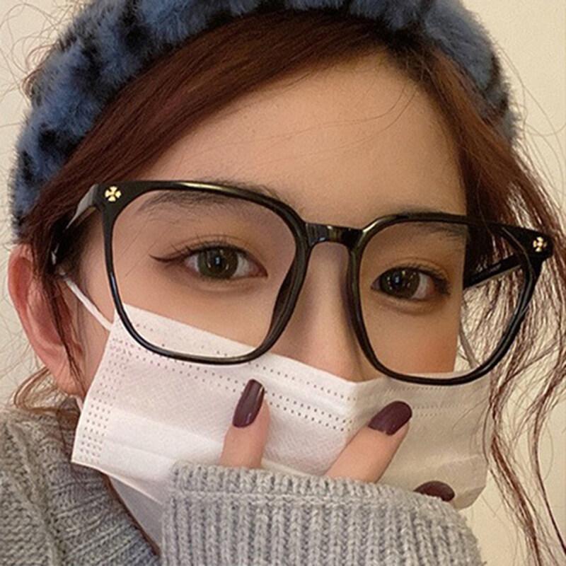 Trendy Women's Eyes Anti-Blue Light Myopia Glasses Black Fashion Flat Glasses Men's Eyes