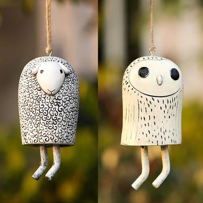 Resin Cute Pet Wind Chime Crafts Outdoor Pendant Gifts Rural Garden Resin Animal Wind Chime Handmade Rural Courtyard Decoration