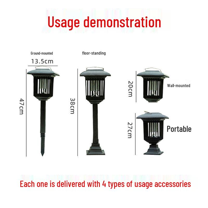Outdoor Solar Mosquito Killer LED Lamp with Electric Shock - Insect Trap & Repellent for Home, Farm, or Courtyard.