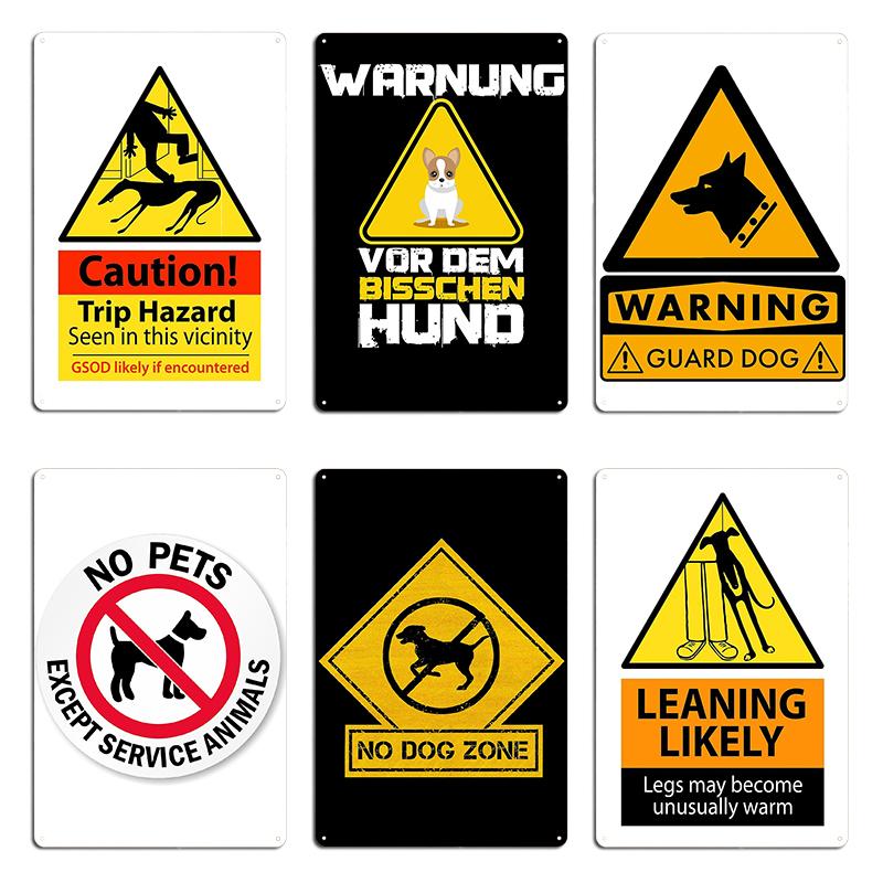 Warnschild Wachhund Stolpergefahr Gefahrenschild Metallschild Klassischer Designer Wand Höhle Kino Individuelles Blechschild Poster