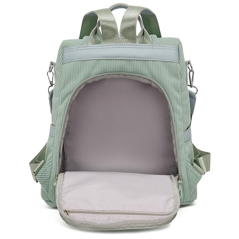 Zaino in Velluto a Coste Monocolore Cartella Scolastica da Studente Zainetto Piccolo da Pendolare da Donna Borsa a Spalla Multifunzionale