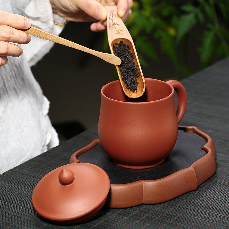 TLAKEHO Yixing Zisha Purple Clay Tea Cup with Lid
