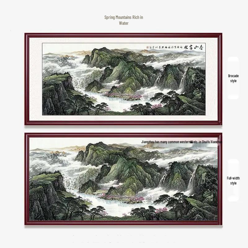 West Wall Calligraphy & Landscape Painting for Living Room Decor