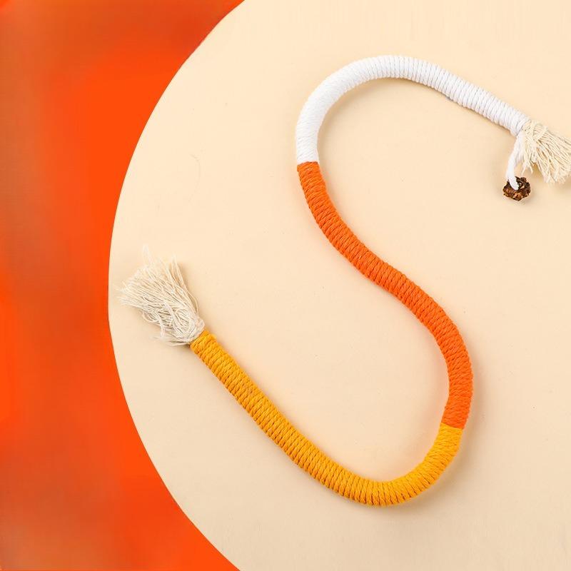 Канат для кошек, Игрушка для прорезывания зубов, Экологически чистый хлопковый канат, Кошка для чистки зубов, Палочка-игрушка для кошек с мятой, Разноцветный хлопковый канат Orange yellow white
