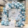 Dusty Blue and White Balloons Garland Double Stuffed Pearl Light Blue Balloon Arch Kit for Birthday Baby Shower Wedding Bridal Cinderella Frozen