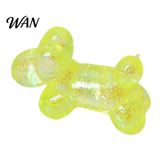 Kids Stress Relief Toy Glitter Balloon Dog Squeeze Toy, Transparent Sensory Soft Stretchy Animal Shape Fidget for Home Office Classroom
