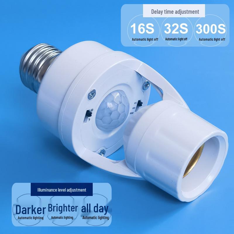 Douille de lampe LED E27 réglable avec détecteur de mouvement infrarouge pour couloirs