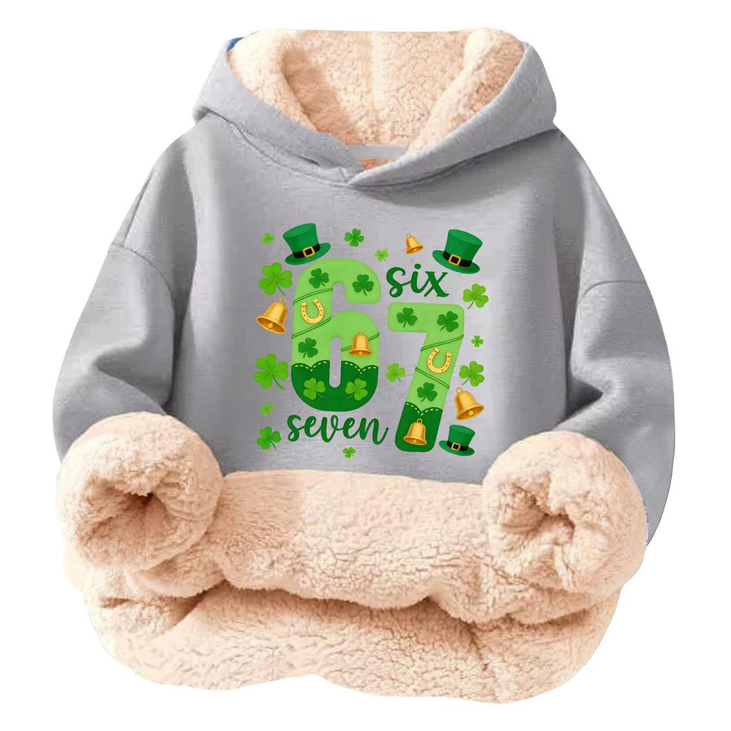 Children's Fashionable Printing Casual Fleece Hooded Loose Fit Hoodie Without Pockets