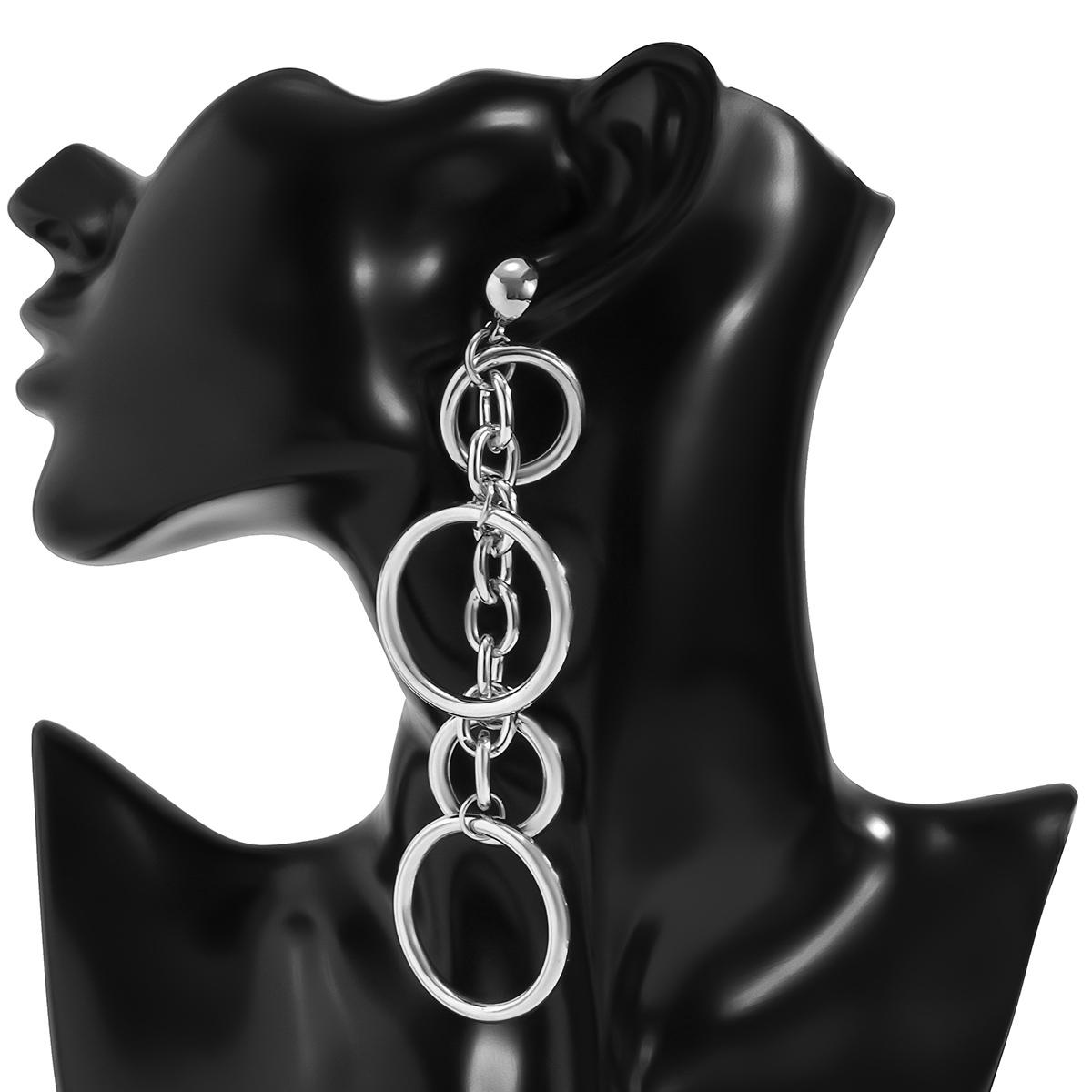 

SHIXIN Punk Long Big Circle Link Chain Earrings for Women Hiphop Statement Large Drop Earrings Fashion 2026 Earring Jewelry Gift