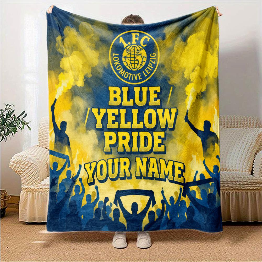 1PC 1 Fc Lokomotive Leipzig Custom Name Patterned Flannel Blanket Suitable For All Seasons for Home Decor Warmth and Comfort Gifts Holiday Present
