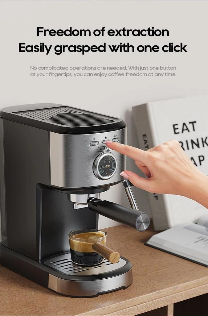 New HiBREW Espresso Coffee Machine Cafetera Semi Automatic Coffee Maker 20Bar Visual Temperatura H5A