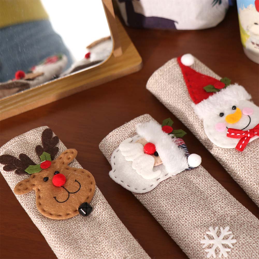 3Pcs/set Santa Claus Christmas Fridge Handle Cover Snowman Refrigerator Handle Sticker  Refrigerator