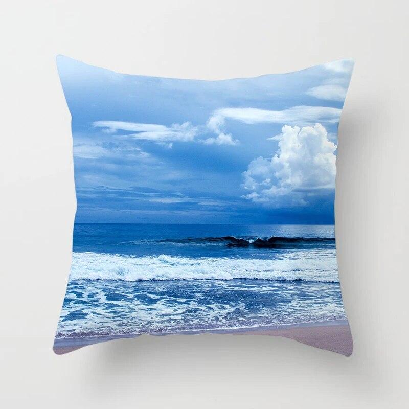 Beach Landscape Natural Scenery Printed Throw Pillow Cover Sofa Decoration Car Office Seat Cushion  Home Decor