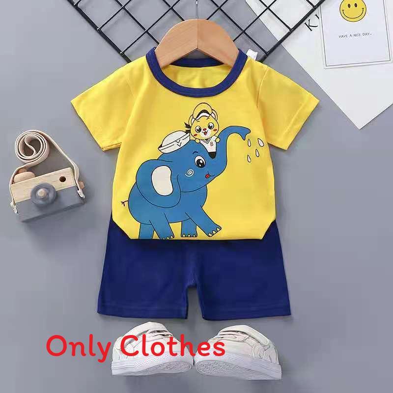 Baby Cartoon T Shirt Shorts Set With Cotton Fabric For Kids Ages 3 To 8