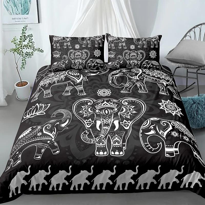 Elephant Duvet Cover King Queen Size Lovely Funny Small Elephant  Bedding Set For Kids Teens Adults Wild Animal Soft Quilt Cover 70x133cm 2pcs