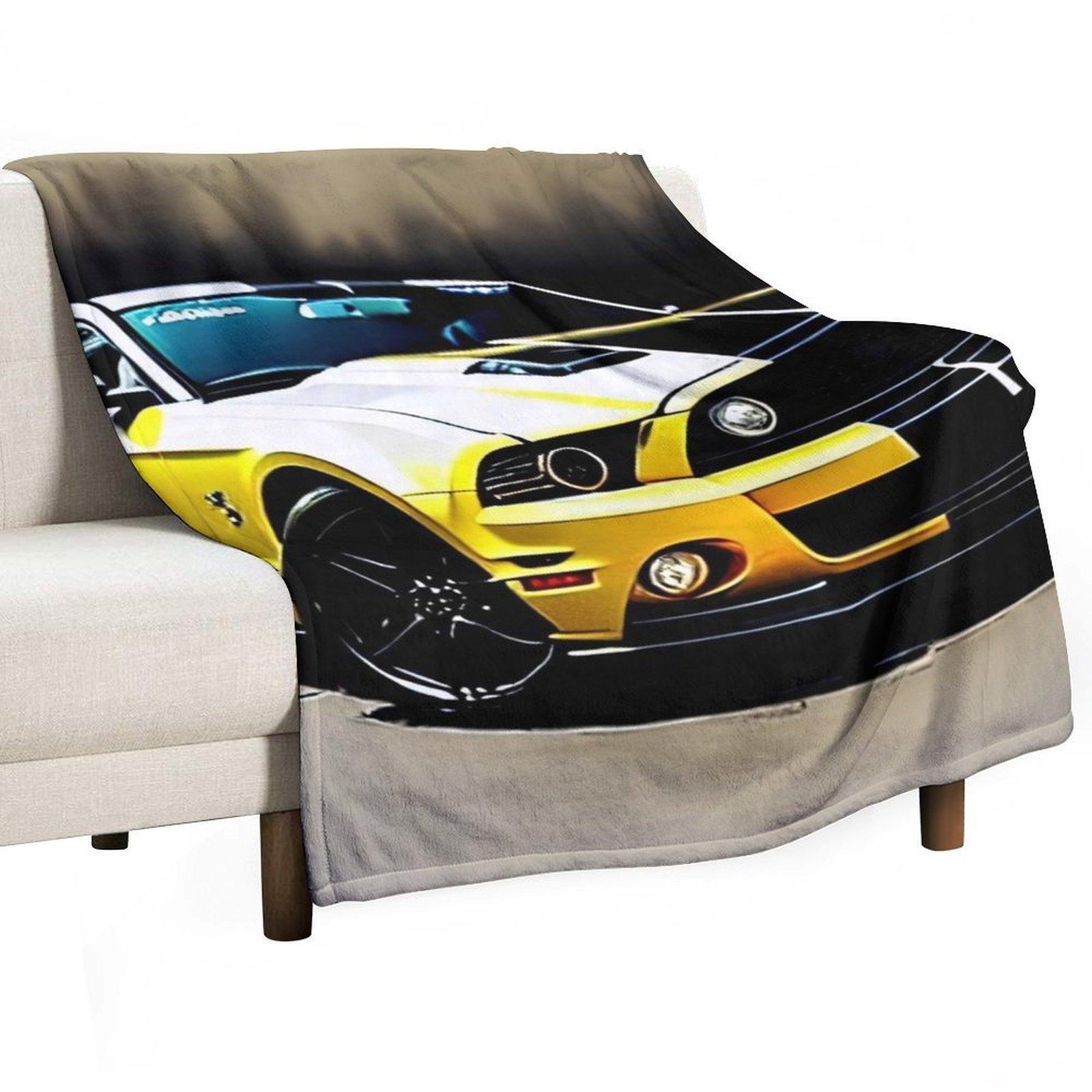 Yellow sports car Throw Blanket For Baby Hairy valentine gift ideas Weighted Blankets 30x40in