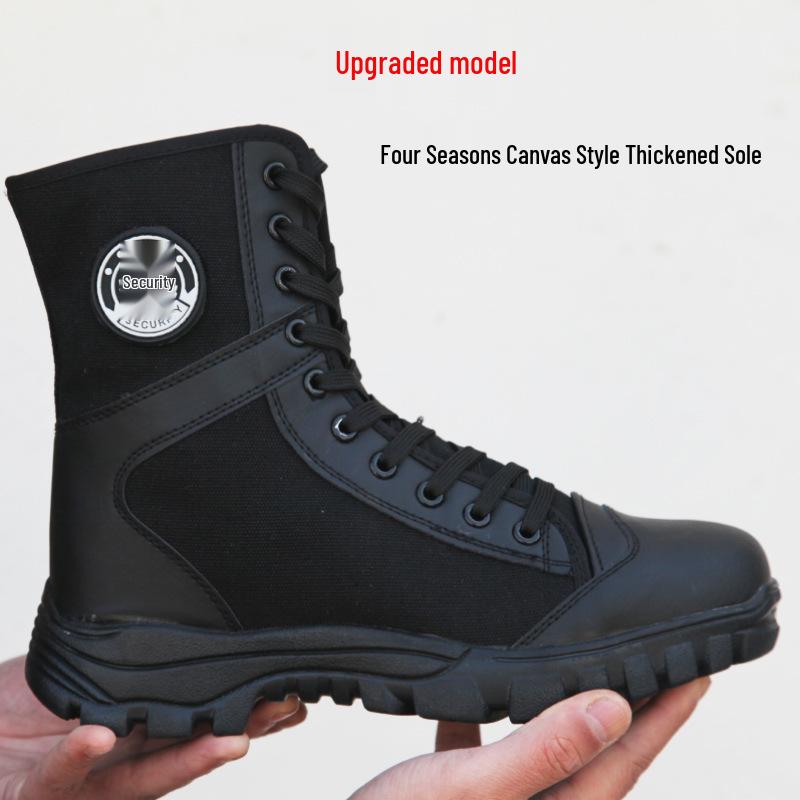Men's High-Top Black Tactical Safety Boots - Non-Slip, Breathable, Durable for All Seasons Hiking