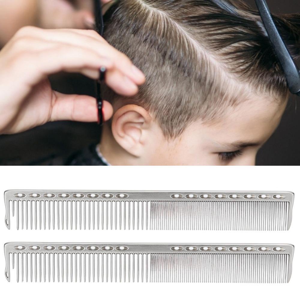 

2pcs Professional Salon Hairdressing Comb Aluminum Barber Comb Styling Comb For Barbers серебряный