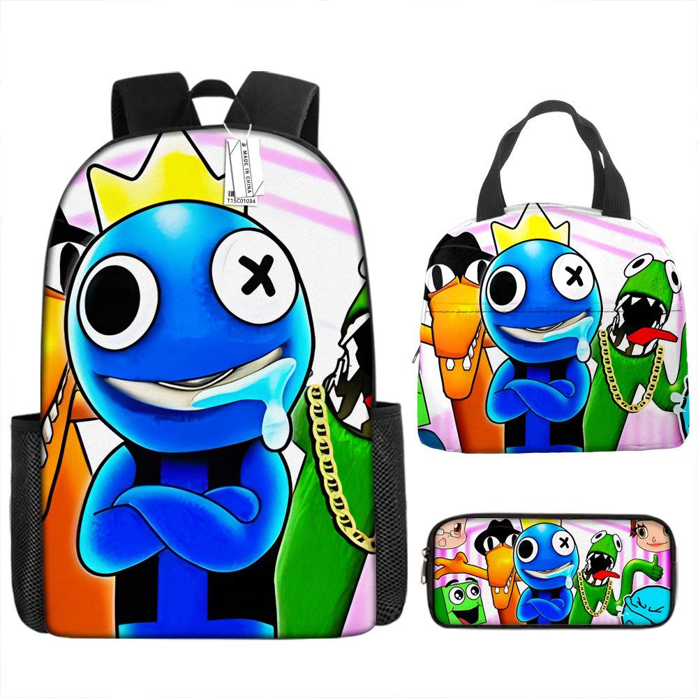 Rainbow Friends School Bag Rainbow Friends Backpack Three-piece Set for Elementary School Students Large Capacity Cartoon Computer Bag