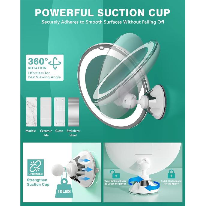 Auxmir 2025 Upgraded 20X Magnifying Mirror with Light, Makeup Mirror with 2-Level Lights, Vanity Mirror with Power Suction Cup and Tweezers, 360°