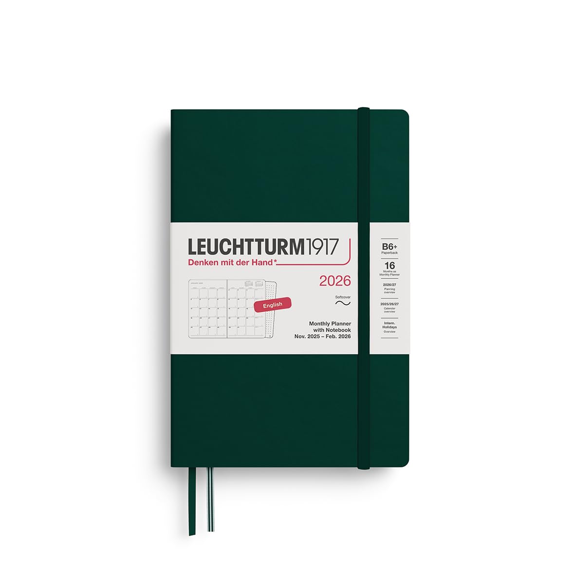 

Leuchtturm 2026 Forest 372794 Ноябрь Официально Импортированный Планировщик, B6, Ежемесячный, Мягкий, Зеленый, (Начинается в 2025),
