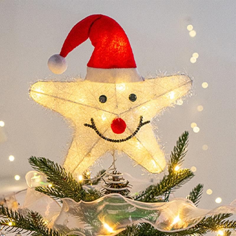 2026 LED Christmas Tree Topper Star Lights Battery Powered for Living Room Garden Party Decoration New Year
